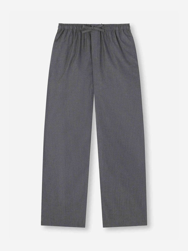 derek rose Men's Lounge Pants Balmoral Brushed Cotton Charcoal Charcoal