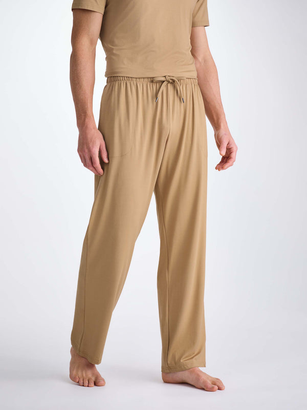 Derek Rose Men's Lounge Pants Basel Micro Modal Stretch Camel Camel