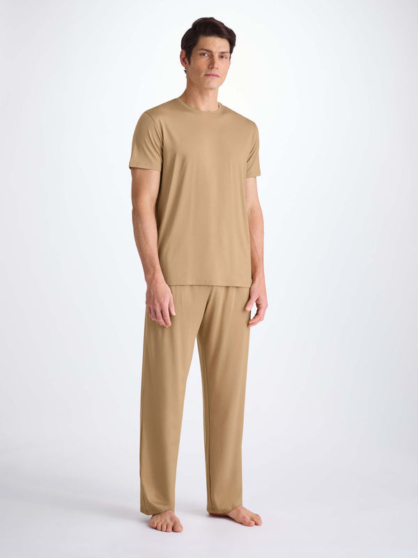 Derek Rose Men's Lounge Pants Basel Micro Modal Stretch Camel Camel