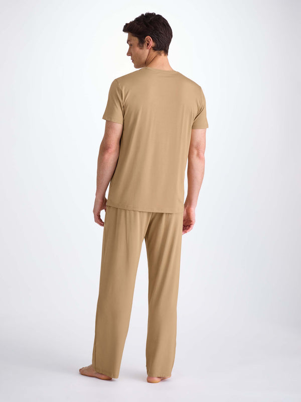Derek Rose Men's Lounge Pants Basel Micro Modal Stretch Camel Camel