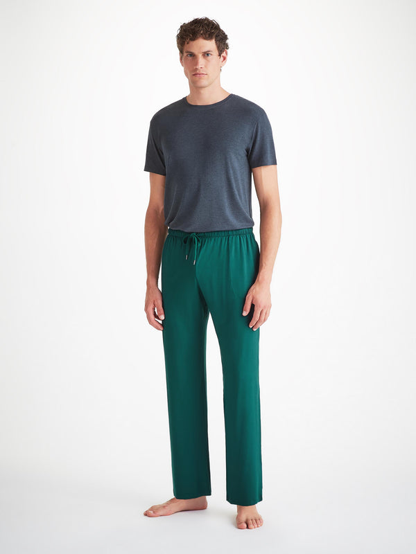 Derek Rose Men's Lounge Pants Basel Micro Modal Stretch Pine Green Pine Green