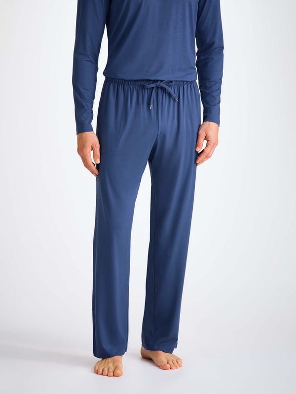 Derek Rose Men's Lounge Pants Basel Micro Modal Stretch Sapphire Sapphire