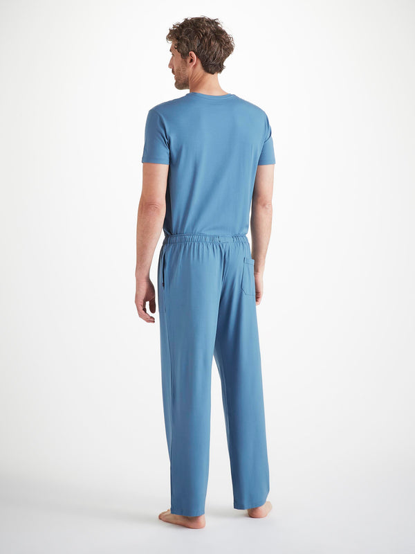 Derek Rose Men's Lounge Pants Basel Micro Modal Stretch Steel Blue Steel Blue