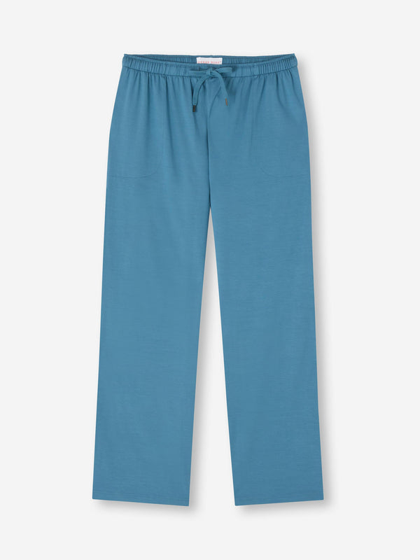 derek rose Men's Lounge Pants Basel Micro Modal Stretch Steel Blue Steel Blue