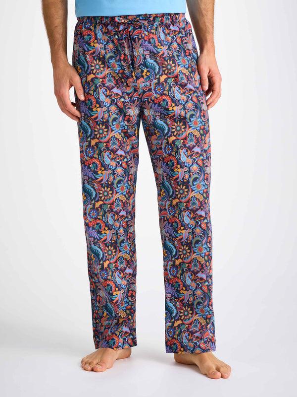 Derek Rose Men's Lounge Pants Cotton Batiste Multi Jungle Paisley Print Multi