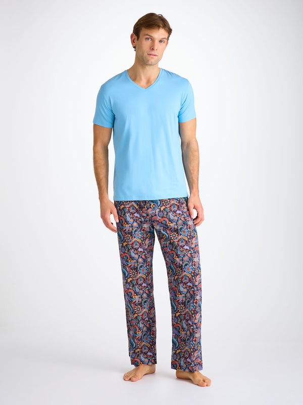 Derek Rose Men's Lounge Pants Cotton Batiste Multi Jungle Paisley Print Multi
