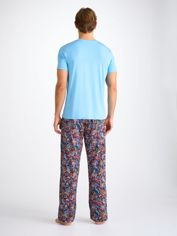 Derek Rose Men's Lounge Pants Cotton Batiste Multi Jungle Paisley Print Multi