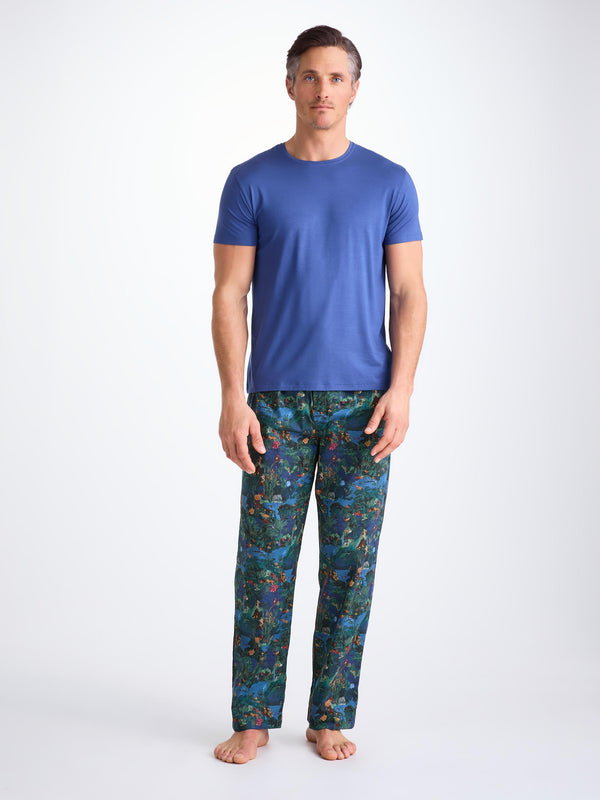 Derek Rose Men's Lounge Pants Cotton Batiste Multi Midnight Jungle Print Multi
