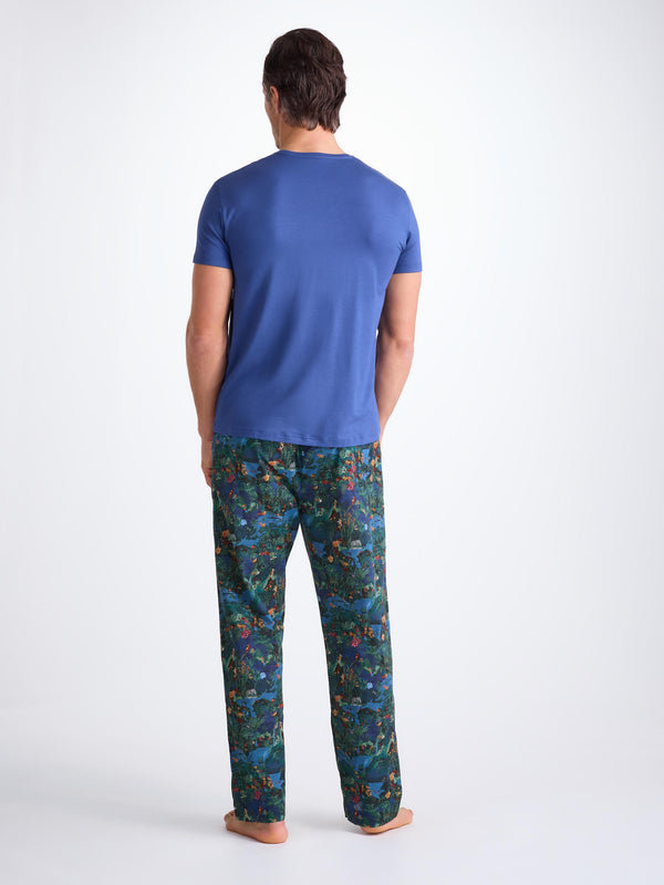 Derek Rose Men's Lounge Pants Cotton Batiste Multi Midnight Jungle Print Multi