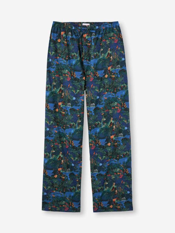 derek rose Men's Lounge Pants Cotton Batiste Multi Midnight Jungle Print Multi