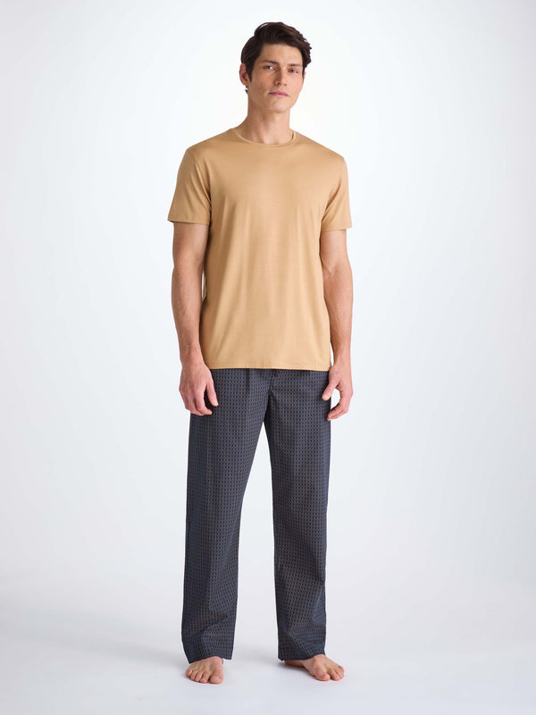 Derek Rose Men's Lounge Pants Cotton Batiste Navy Jungle Leaf Print Navy