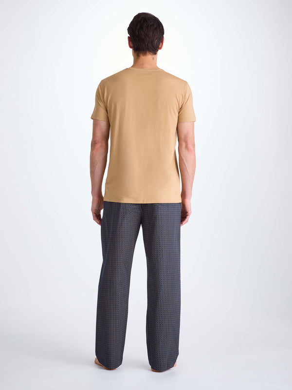 Derek Rose Men's Lounge Pants Cotton Batiste Navy Jungle Leaf Print Navy