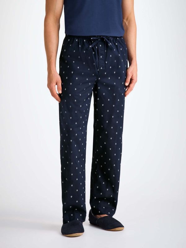 Derek Rose Men's Lounge Pants Cotton Batiste Navy Paisley Motif Navy