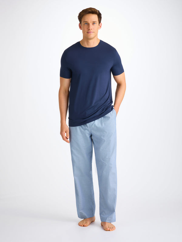 Derek Rose Men's Lounge Pants Cotton Navy Puppytooth Pattern Navy