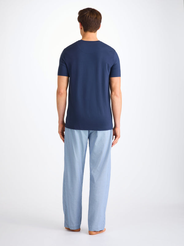 Derek Rose Men's Lounge Pants Cotton Navy Puppytooth Pattern Navy