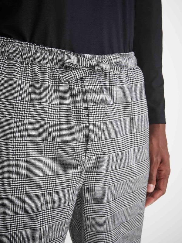 Derek Rose Men's Lounge Pants Kelburn 42 Brushed Cotton Black Black