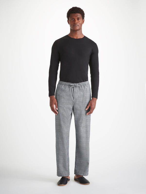 Derek Rose Men's Lounge Pants Kelburn 42 Brushed Cotton Black Black