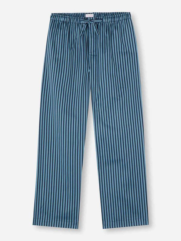 derek rose Men's Lounge Pants Wellington 58 Cotton Blue Mid Blue