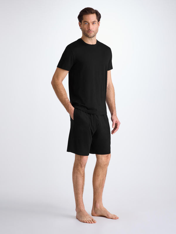 Derek Rose Men's Lounge Shorts Basel Micro Modal Stretch Black Black