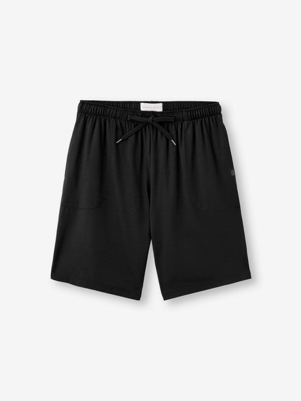 derek rose Men's Lounge Shorts Basel Micro Modal Stretch Black Black