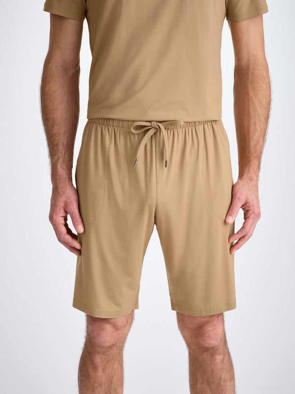 Derek Rose Men's Lounge Shorts Basel Micro Modal Stretch Camel Camel