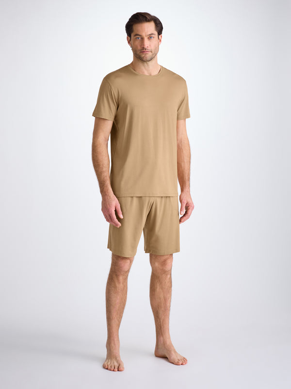 Derek Rose Men's Lounge Shorts Basel Micro Modal Stretch Camel Camel