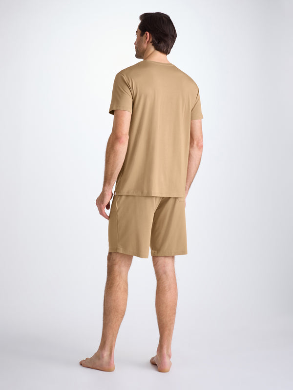 Derek Rose Men's Lounge Shorts Basel Micro Modal Stretch Camel Camel