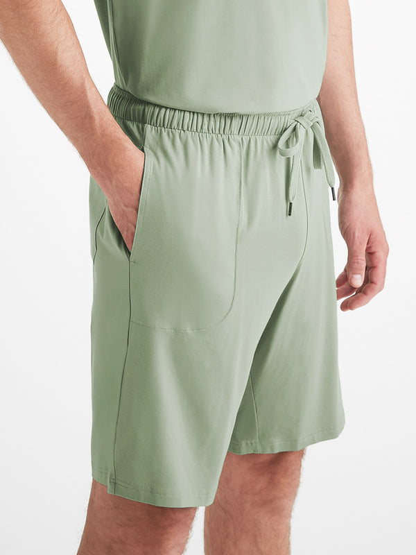 Derek Rose Men's Lounge Shorts Basel Micro Modal Stretch Eucalyptus Eucalyptus