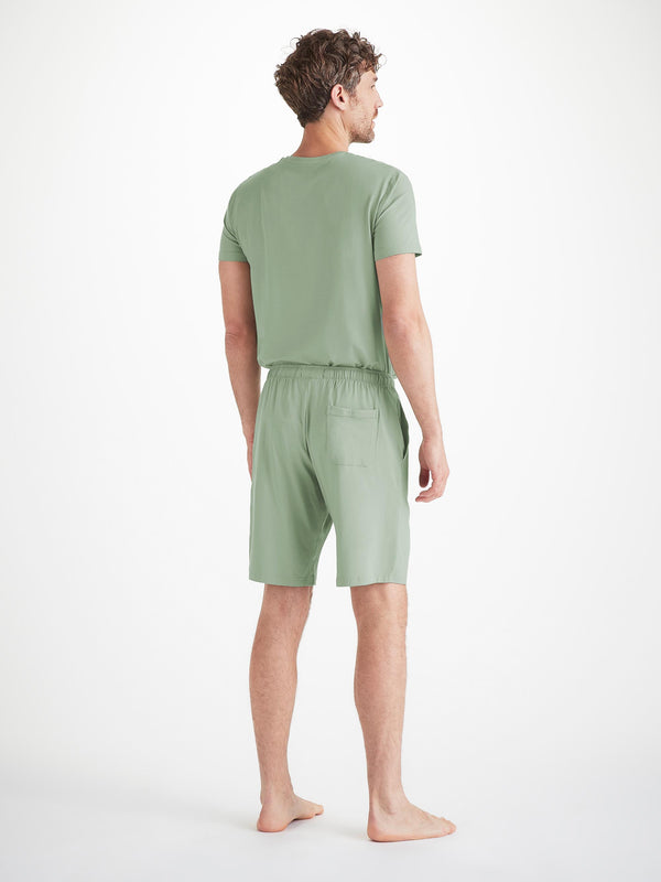 Derek Rose Men's Lounge Shorts Basel Micro Modal Stretch Eucalyptus Eucalyptus