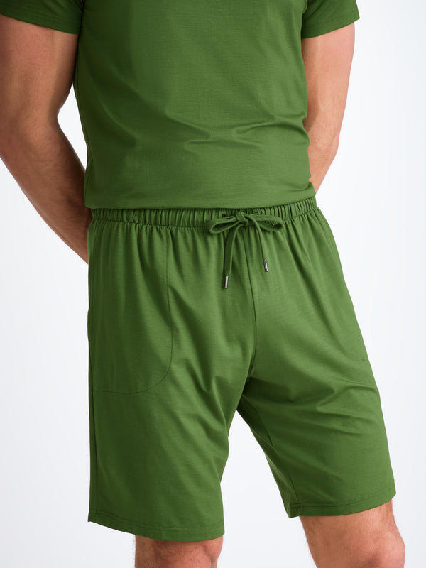 Derek Rose Men's Lounge Shorts Basel Micro Modal Stretch Leaf Green Leaf Green