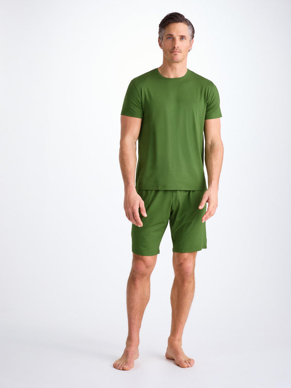 Derek Rose Men's Lounge Shorts Basel Micro Modal Stretch Leaf Green Leaf Green