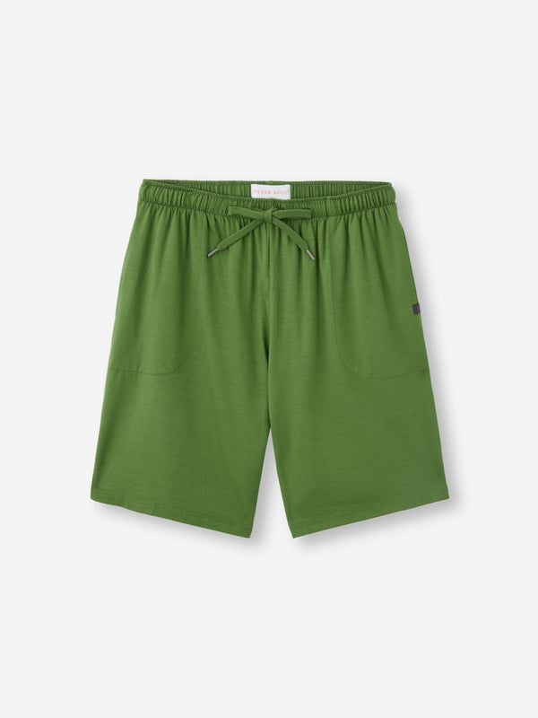 derek rose Men's Lounge Shorts Basel Micro Modal Stretch Leaf Green Leaf Green