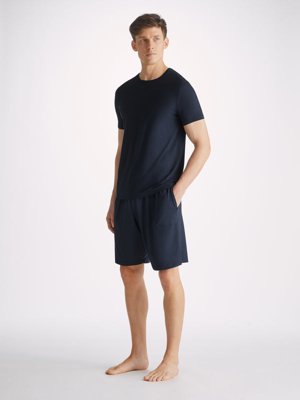 Derek Rose Men's Lounge Shorts Basel Micro Modal Stretch Navy Navy