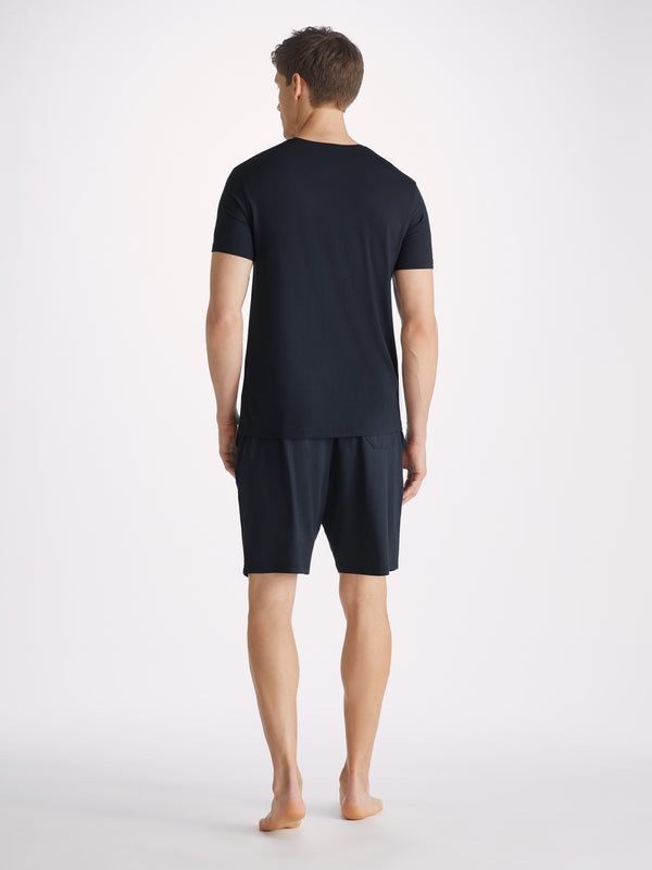 Derek Rose Men's Lounge Shorts Basel Micro Modal Stretch Navy Navy