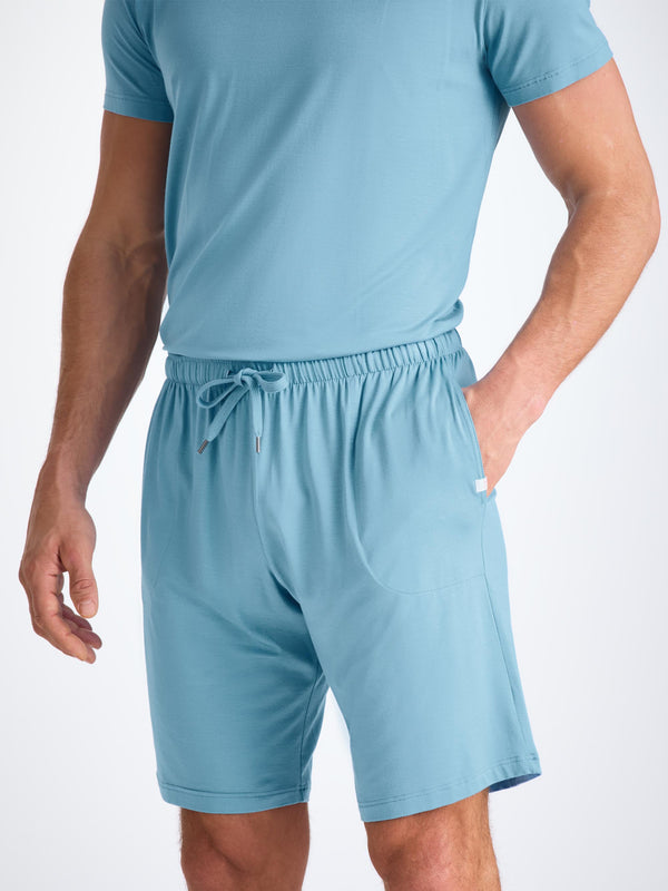 Derek Rose Men's Lounge Shorts Basel Micro Modal Stretch Ocean Blue Ocean Blue