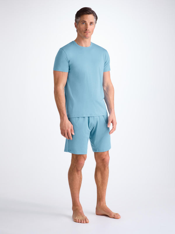 Derek Rose Men's Lounge Shorts Basel Micro Modal Stretch Ocean Blue Ocean Blue