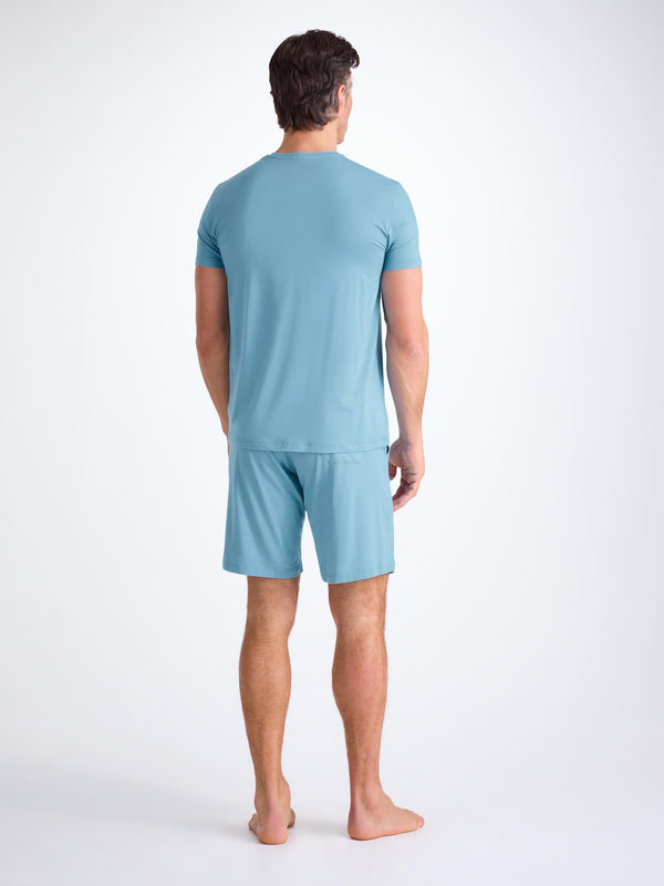 Derek Rose Men's Lounge Shorts Basel Micro Modal Stretch Ocean Blue Ocean Blue