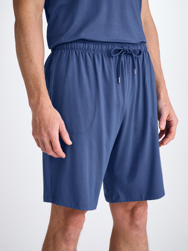Derek Rose Men's Lounge Shorts Basel Micro Modal Stretch Sapphire Sapphire