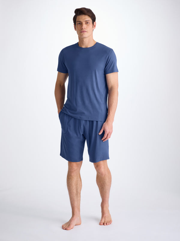 Derek Rose Men's Lounge Shorts Basel Micro Modal Stretch Sapphire Sapphire