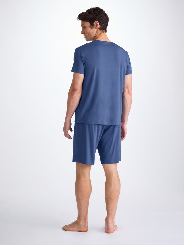Derek Rose Men's Lounge Shorts Basel Micro Modal Stretch Sapphire Sapphire