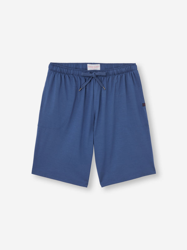 derek rose Men's Lounge Shorts Basel Micro Modal Stretch Sapphire Sapphire