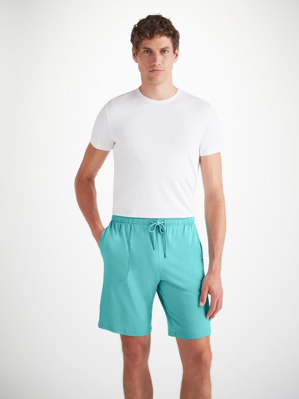 Derek Rose Men's Lounge Shorts Basel Micro Modal Stretch Turquoise Turquoise