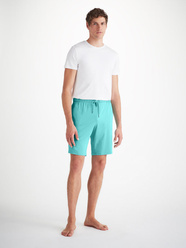 Derek Rose Men's Lounge Shorts Basel Micro Modal Stretch Turquoise Turquoise