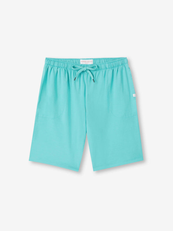 derek rose Men's Lounge Shorts Basel Micro Modal Stretch Turquoise Turquoise