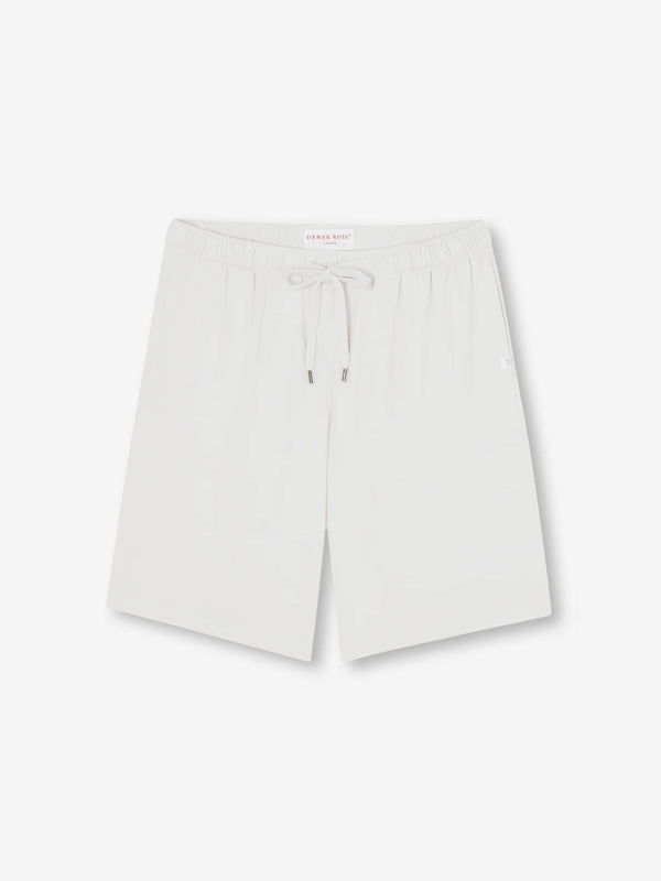 derek rose Men's Lounge Shorts Basel Micro Modal Stretch White White