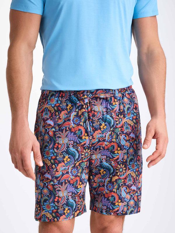 Derek Rose Men's Lounge Shorts Cotton Batiste Multi Jungle Paisley Print Multi