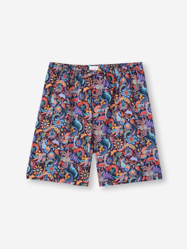 derek rose Men's Lounge Shorts Cotton Batiste Multi Jungle Paisley Print Multi