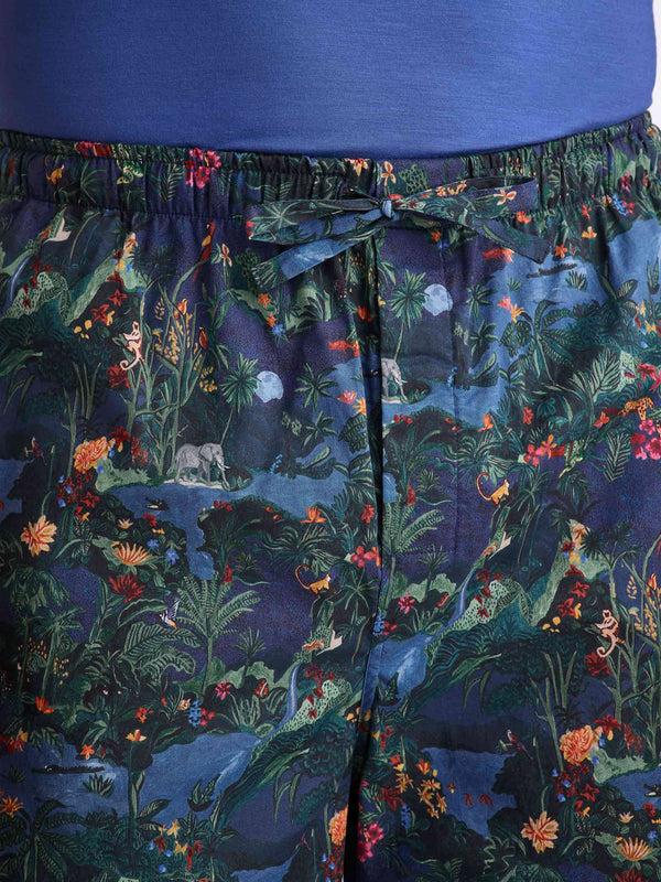 Derek Rose Men's Lounge Shorts Cotton Batiste Multi Midnight Jungle Print Multi