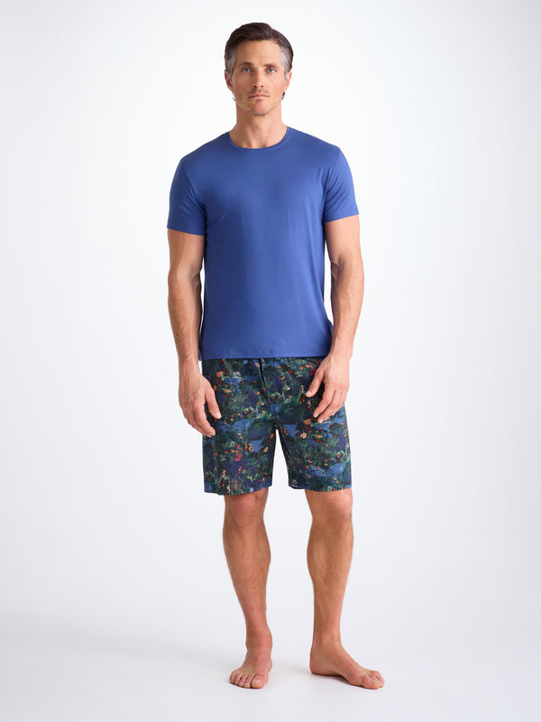 Derek Rose Men's Lounge Shorts Cotton Batiste Multi Midnight Jungle Print Multi
