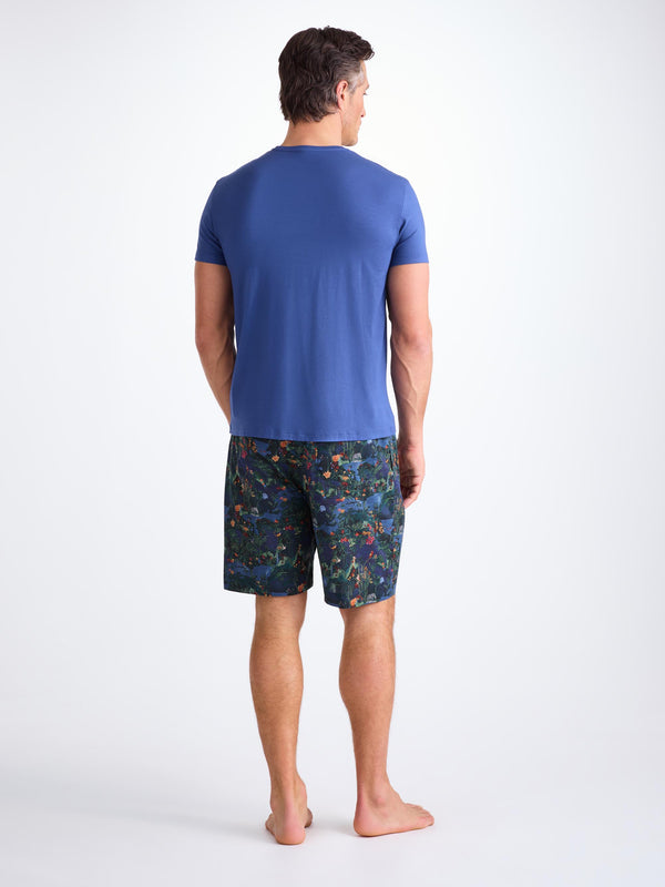 Derek Rose Men's Lounge Shorts Cotton Batiste Multi Midnight Jungle Print Multi
